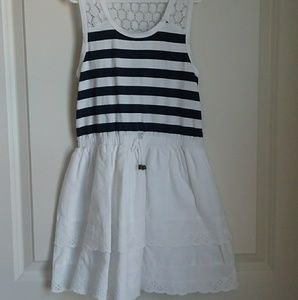 Max Studio Eyelet Tiered Stripe Girls Dress